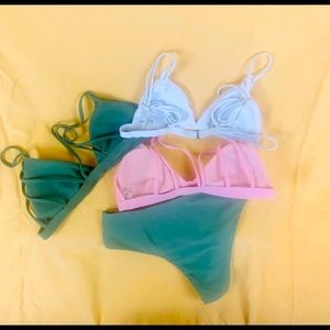 3 Super Cute Strappy Bikini Top & Bottom Bundle